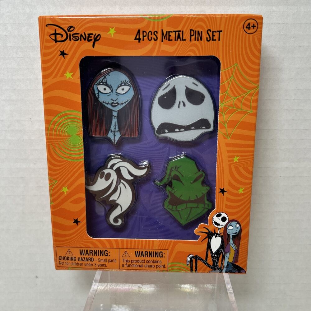 The Nightmare Before Christmas~Disney Metal Pin 4pc Set Jack, Sally, Zero, Oogie
